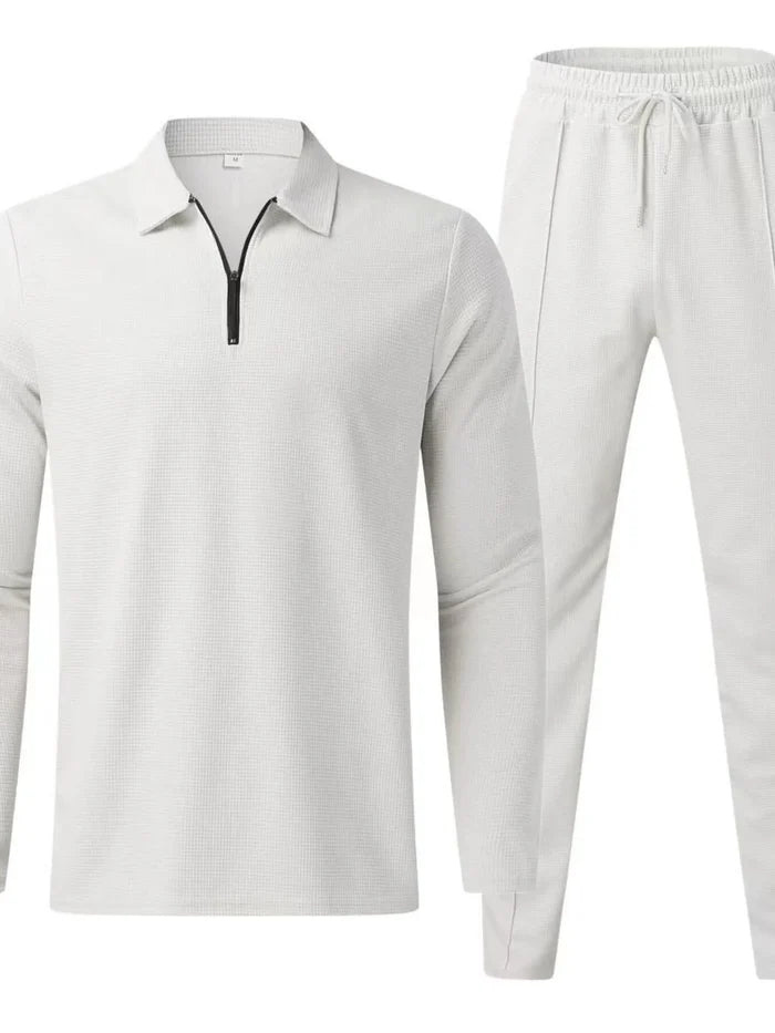 Men's Full Size Long Sleeve Top and Pants Set Plus Size