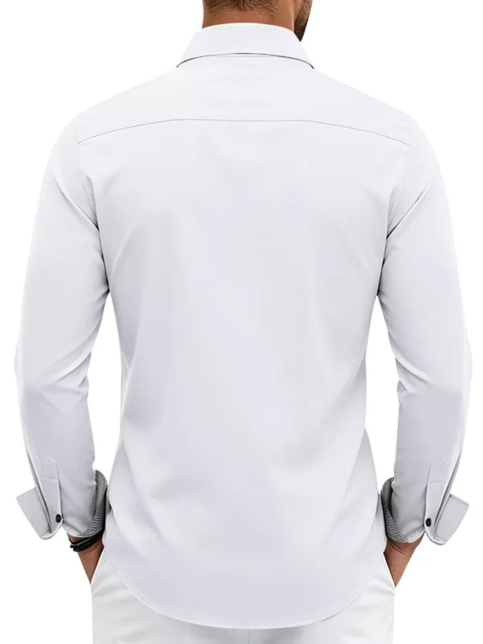 Men's Full Size Slim Fit Contrast Trim Shirt Plus Size