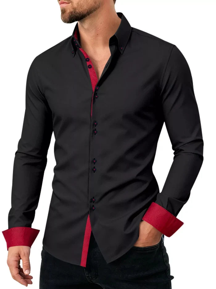 Men's Full Size Slim Fit Contrast Trim Shirt Plus Size