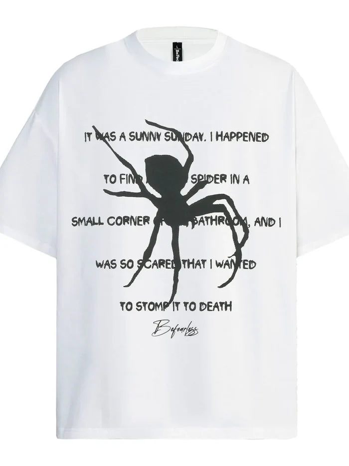 Men's Oversized Gothic Spider Graphic T-Shirt