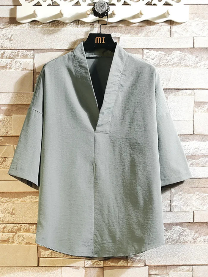 Men's Plus Size Casual Half Sleeve Kimono Shirt