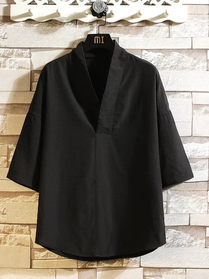 Men's Plus Size Casual Half Sleeve Kimono Shirt