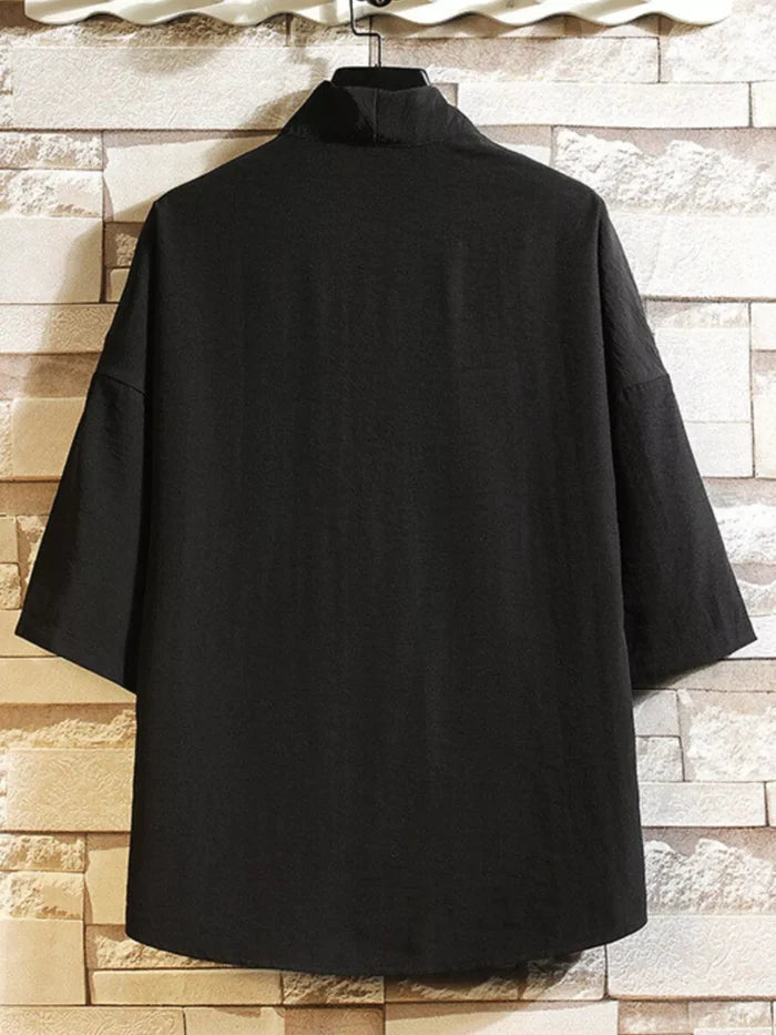 Men's Plus Size Casual Half Sleeve Kimono Shirt