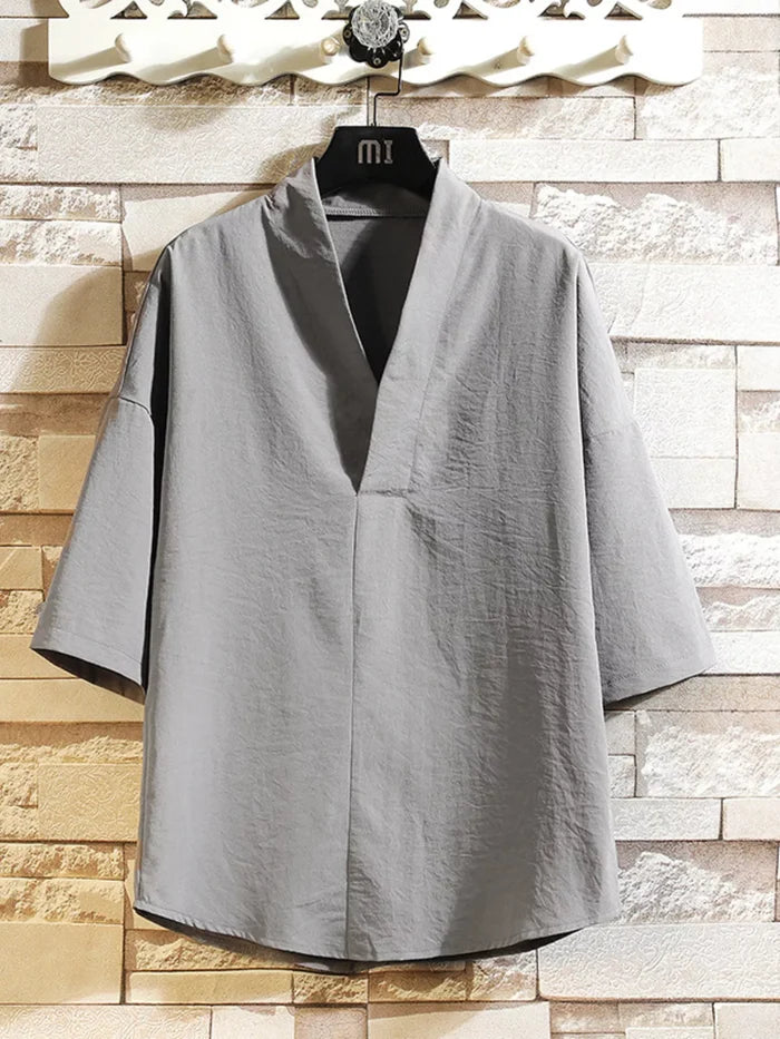 Men's Plus Size Casual Half Sleeve Kimono Shirt