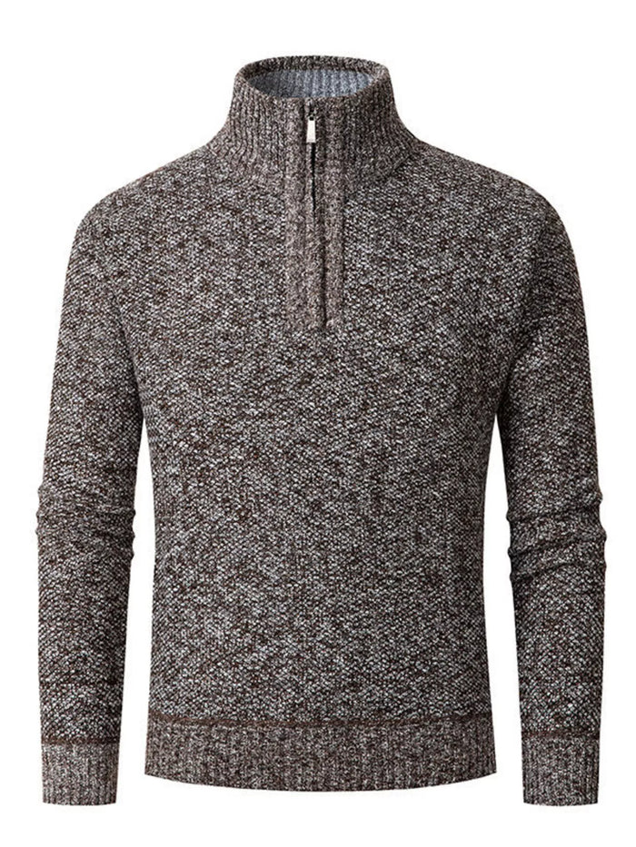 Men's Plus Size Half-Zip Stand Collar Textured Sweater