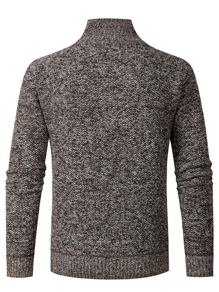 Men's Plus Size Half-Zip Stand Collar Textured Sweater