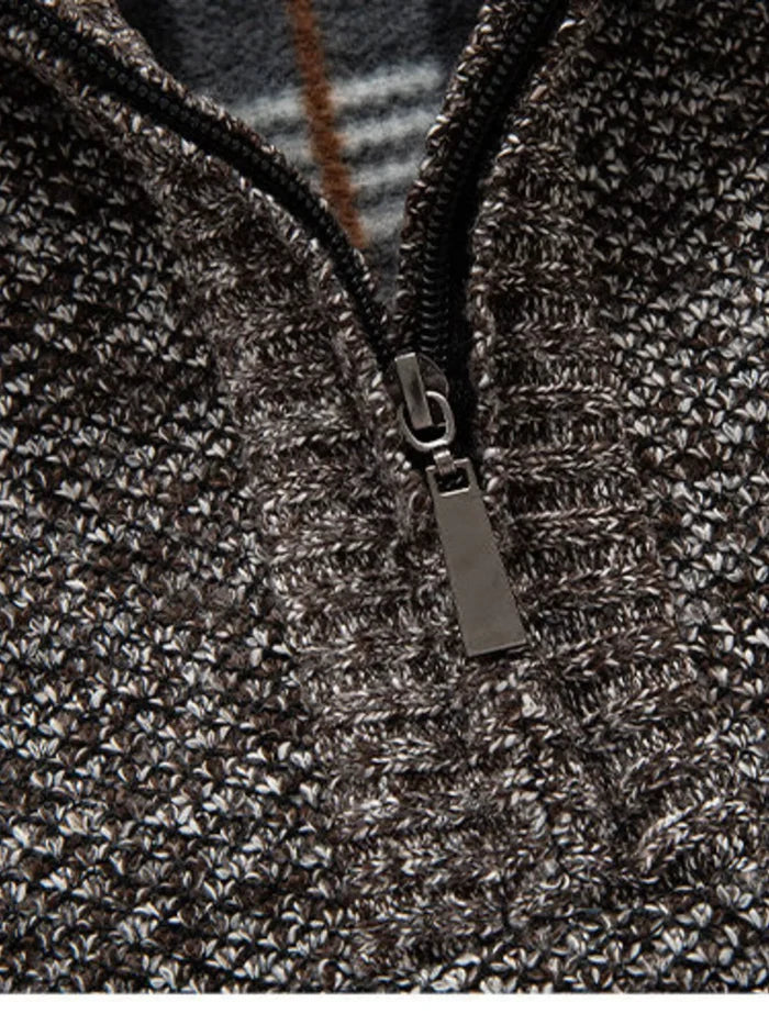 Men's Plus Size Half-Zip Stand Collar Textured Sweater