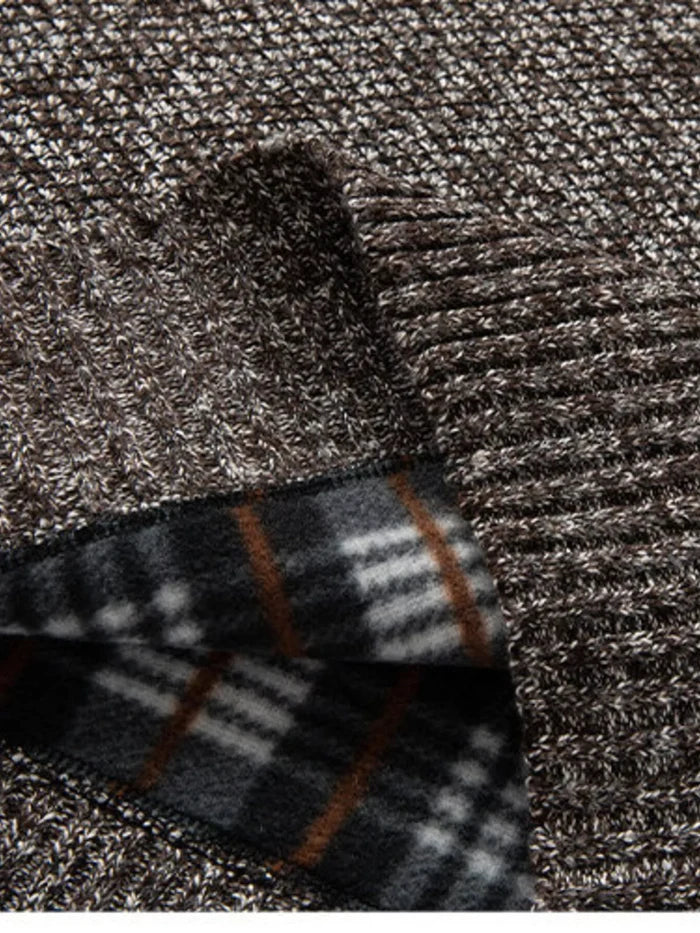 Men's Plus Size Half-Zip Stand Collar Textured Sweater