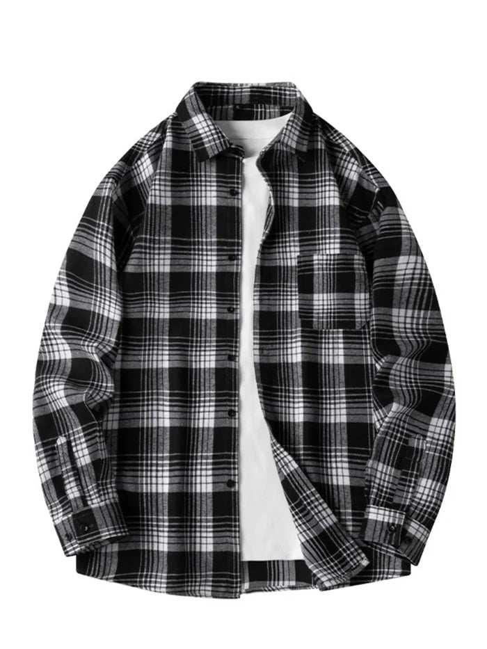 Men's Plus Size Plaid Long Sleeve Shirt
