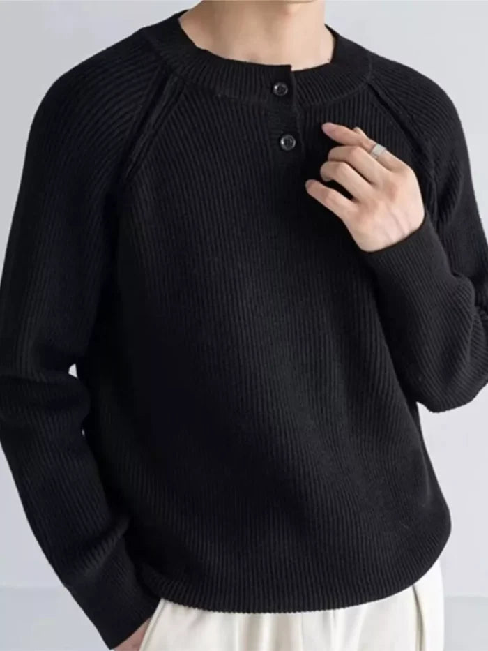 Men's Plus Size Ribbed Raglan Sleeve Knit Top