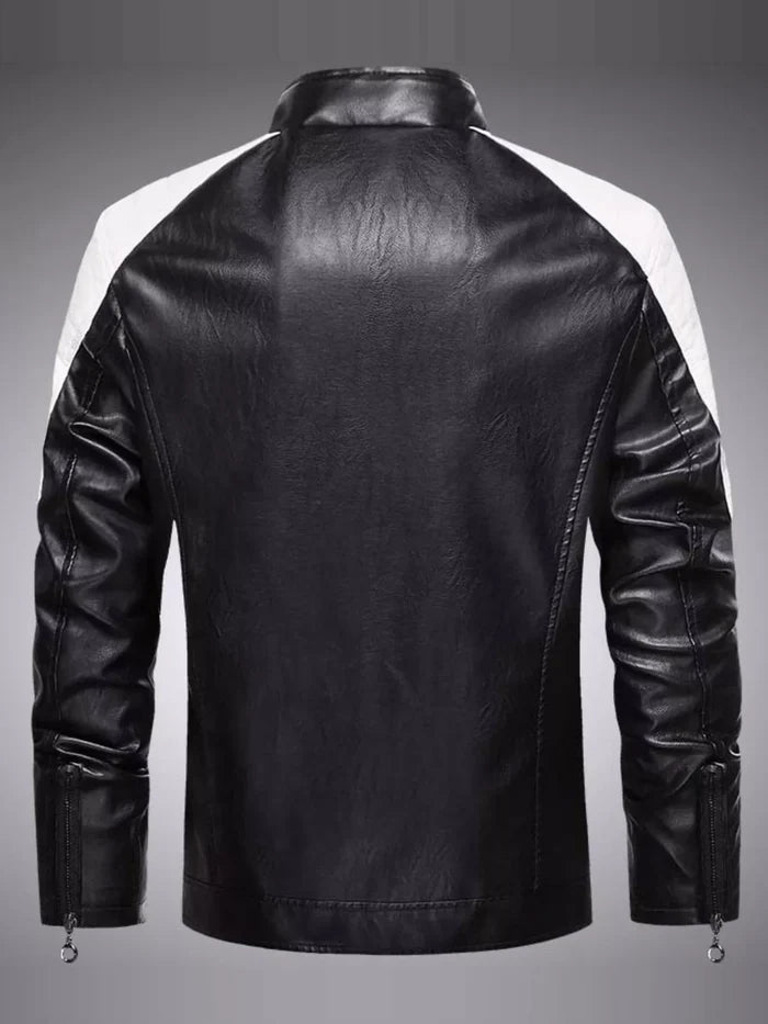 Men's Plus Size Slim Fit Zip Up Moto Jacket