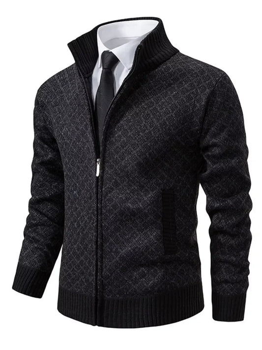 Men's Plus Size Textured Zip-Up Cardigan
