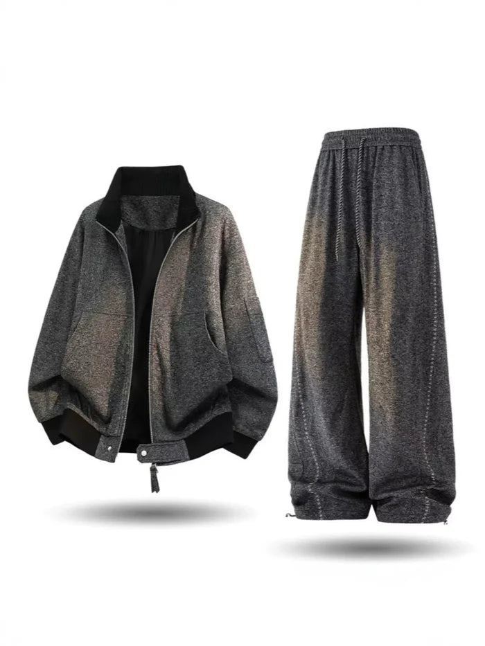 Men's Plus Size Thick Jacket and Pants Tracksuit Set