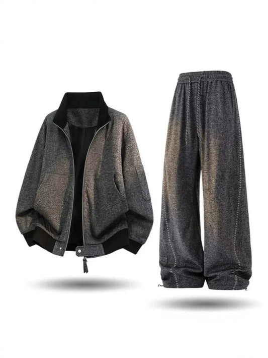 Men's Plus Size Thick Jacket and Pants Tracksuit Set