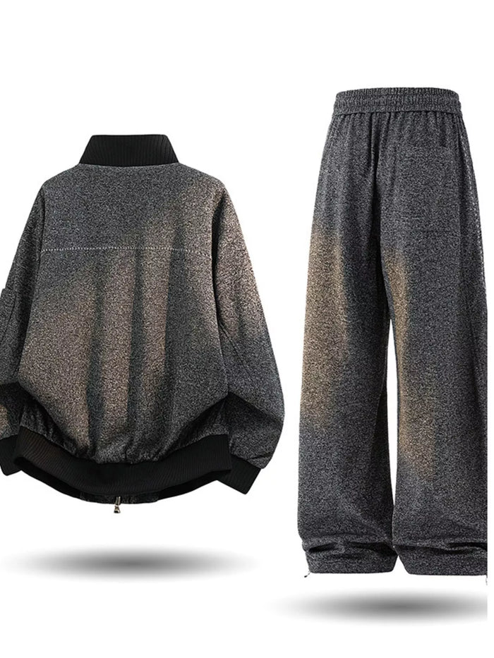 Men's Plus Size Thick Jacket and Pants Tracksuit Set