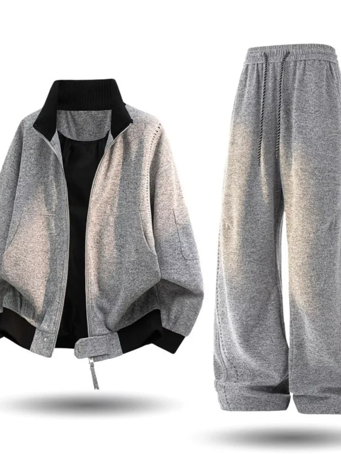 Men's Plus Size Thick Jacket and Pants Tracksuit Set