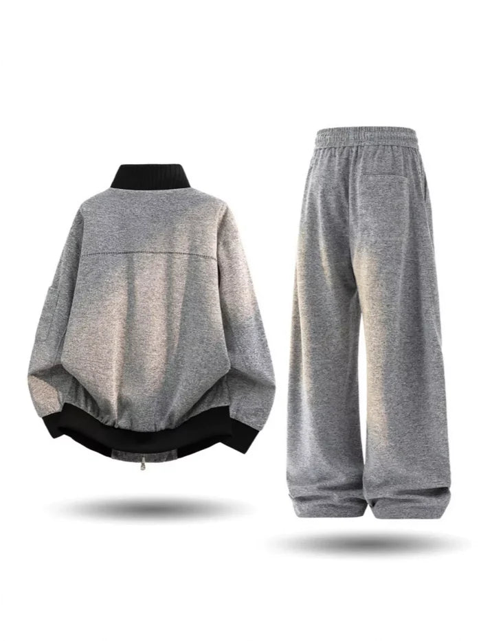 Men's Plus Size Thick Jacket and Pants Tracksuit Set