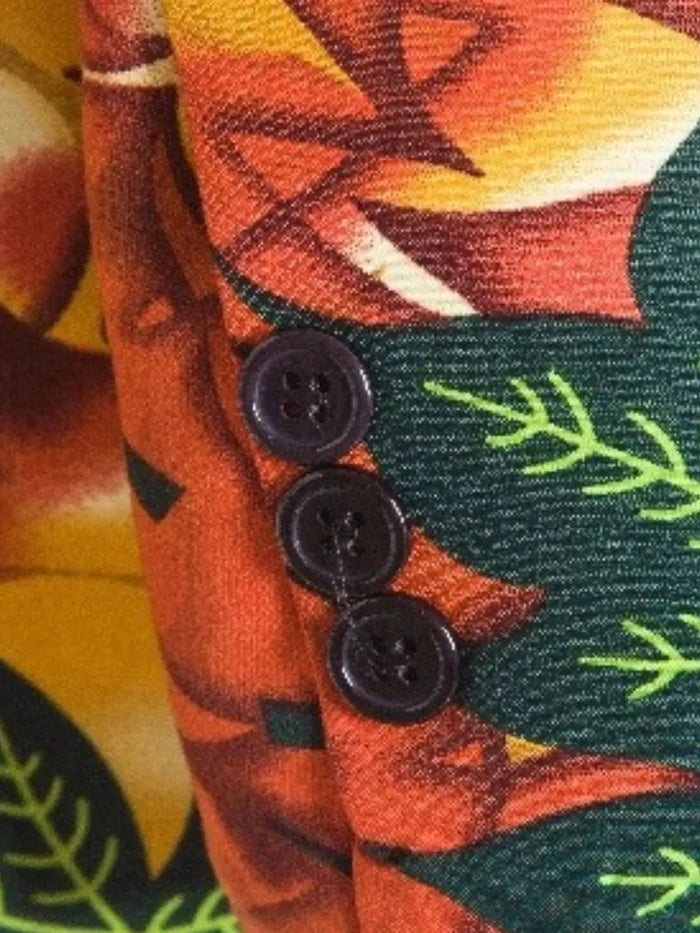 Men's Plus Size Vibrant Leaf Print Blazer