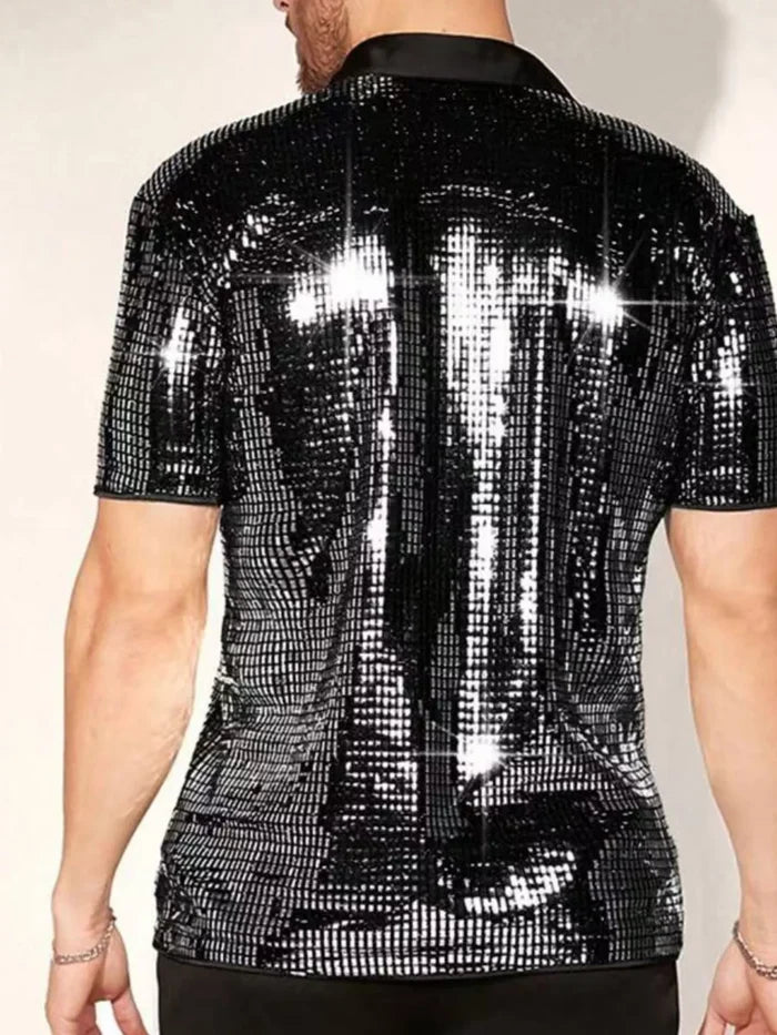 Men's Sequin Button Up Shirt