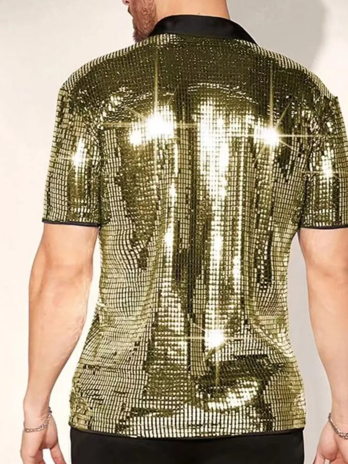 Men's Sequin Button Up Shirt