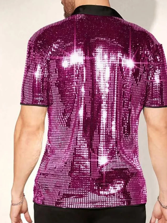 Men's Sequin Button Up Shirt
