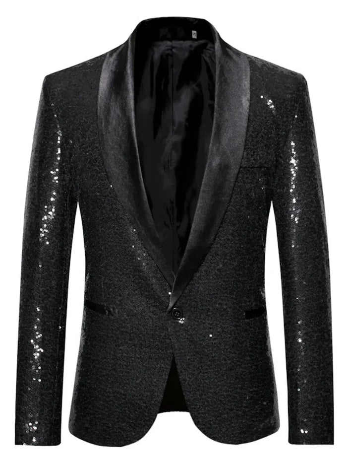 Men's Sequin Long Sleeve Blazer
