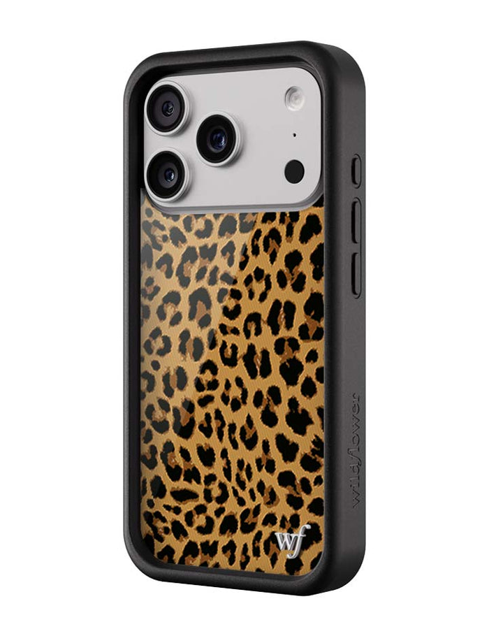 Wildflower iPhone case 17 Pro Meow Leopard Black Tan