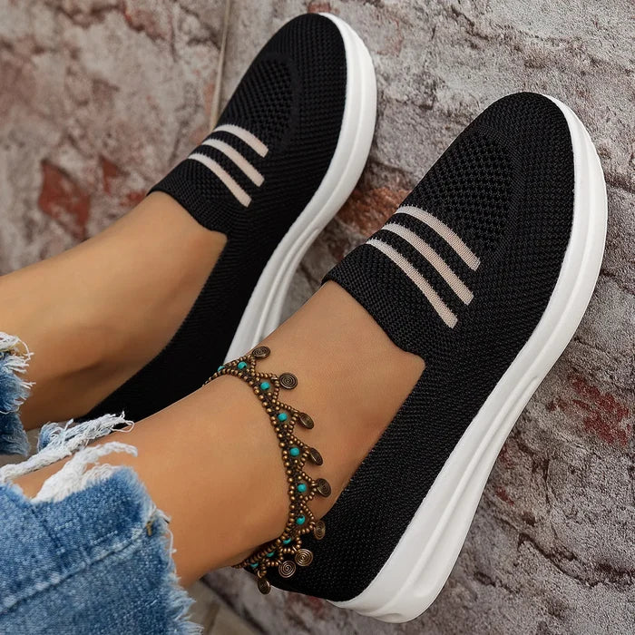 Mesh Round Toe Platform Slip-Ons