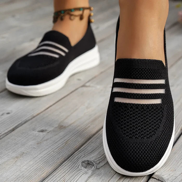 Mesh Round Toe Platform Slip-Ons