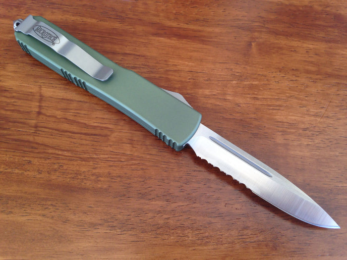 Microtech Green Ultratech OTF (3.4" Satin Serr) 120-5 OD - GearBarrel.com