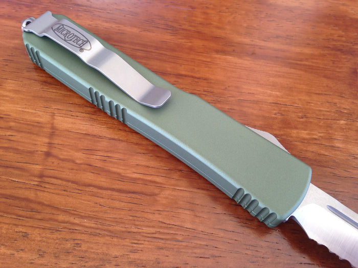 Microtech Green Ultratech OTF (3.4" Satin Serr) 120-5 OD - GearBarrel.com