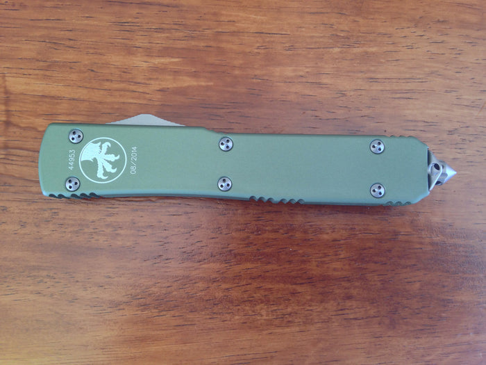 Microtech Green Ultratech OTF (3.4" Satin Serr) 120-5 OD - GearBarrel.com