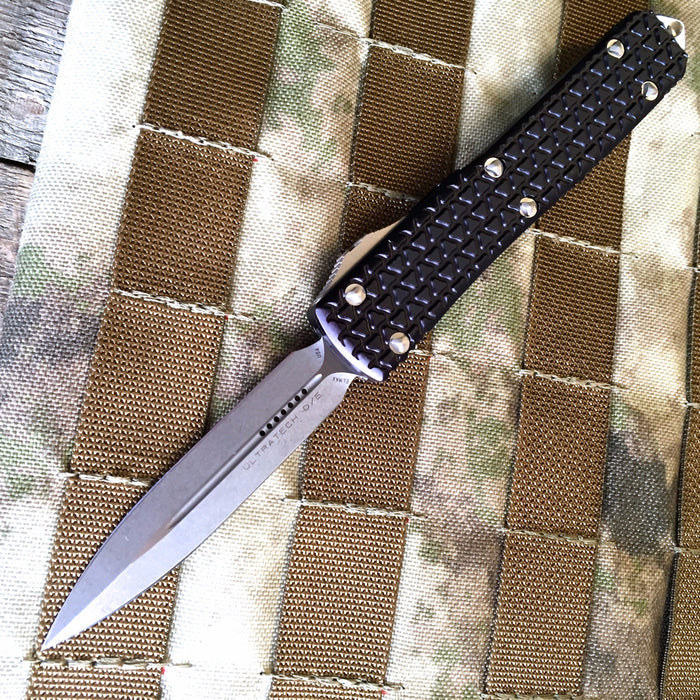 Microtech Ultratech D/E OTF Automatic Tri-Grip (3.4" Stonewash) 122-10 - GearBarrel.com