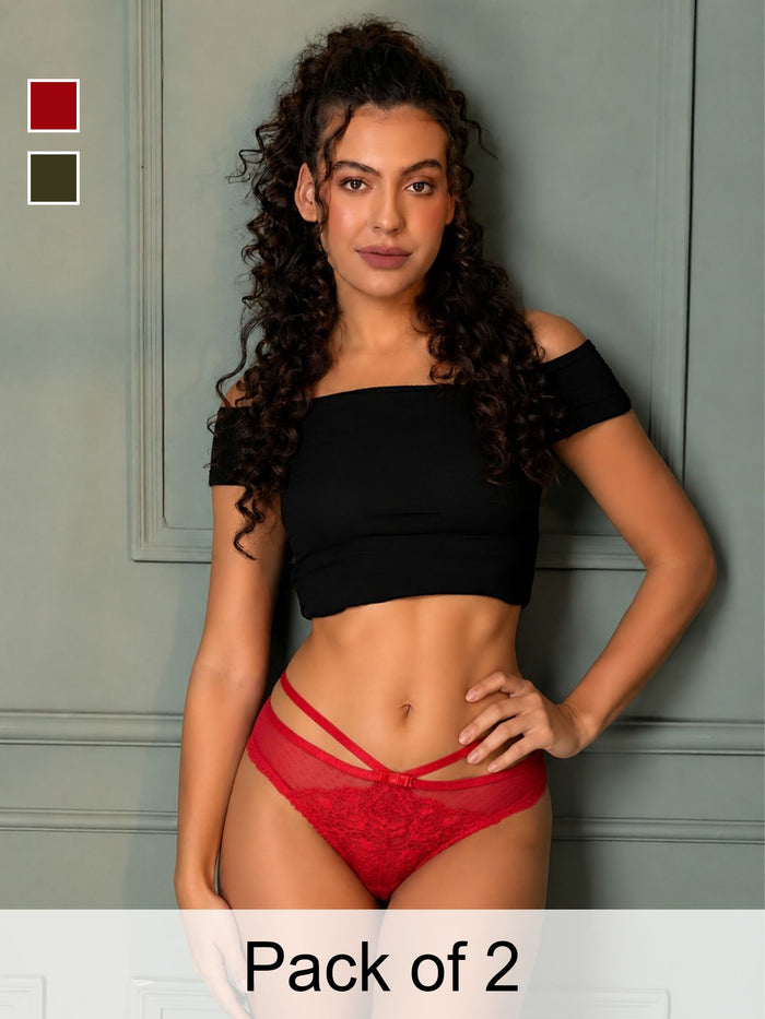 Mid-Rise Lace Bikini Brief- Pack of 2