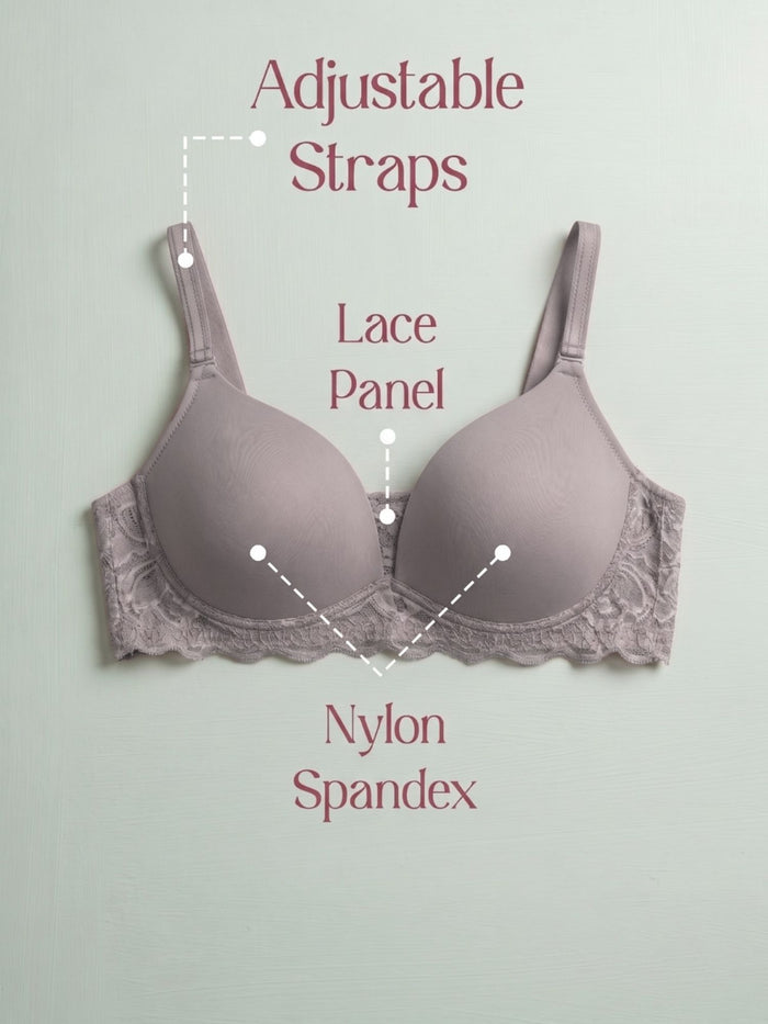 Mocha Peach Padded Wirefree Demi Cup Bra