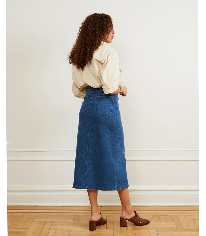 Loup - Monica Denim Midi Skirt - Indigo -