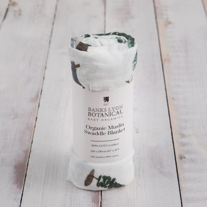Muslin Swaddle Blanket, Organic - Home Print Swaddle Blanket Banks-Lyon Botanical