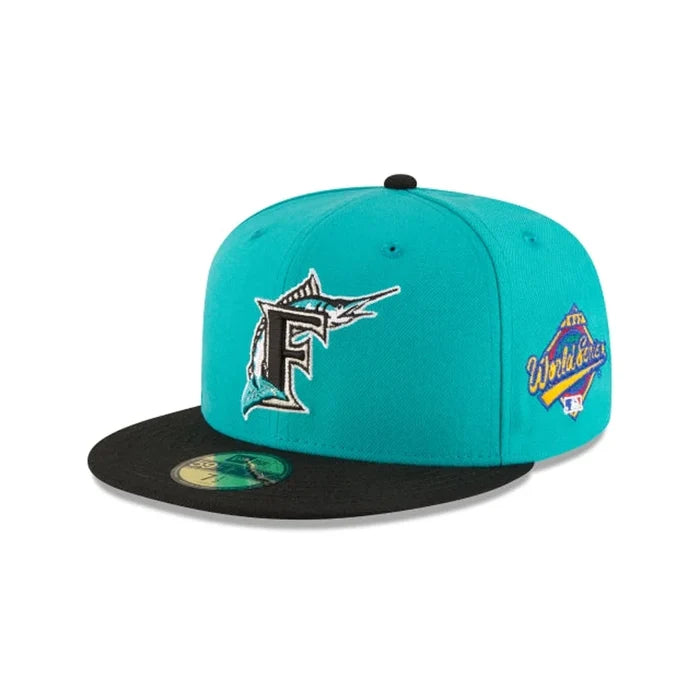 New Era Florida Marlins World Series Teal Wool 59FIFTY Fitted blue color