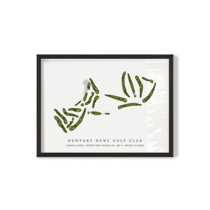 Newport News Golf Club - Cardinal Course | Golf Course Map | Black Frame
