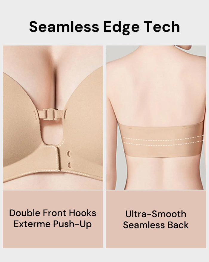 No-Slip Front Closure Strapless Push-Up Bra