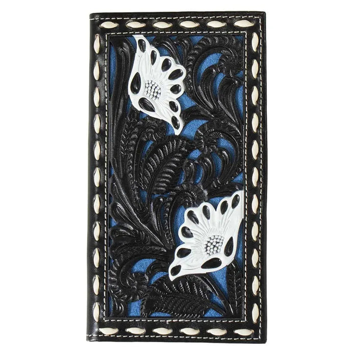 Nocona Floral Filigree (Black / Blue) - Men's Rodeo Wallet - Hatcountry
