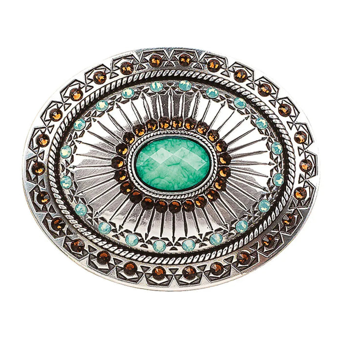 Nocona Tribal Stamp with Turquoise Stone- Belt Buckle - Hatcountry