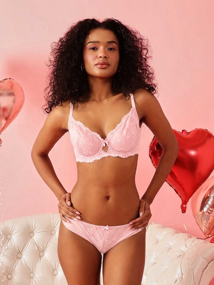 Non-Padded Underwired Lace Bra & Brief Set