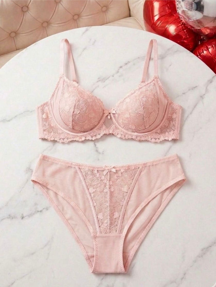Non-Padded Underwired Lace Bra & Brief Set