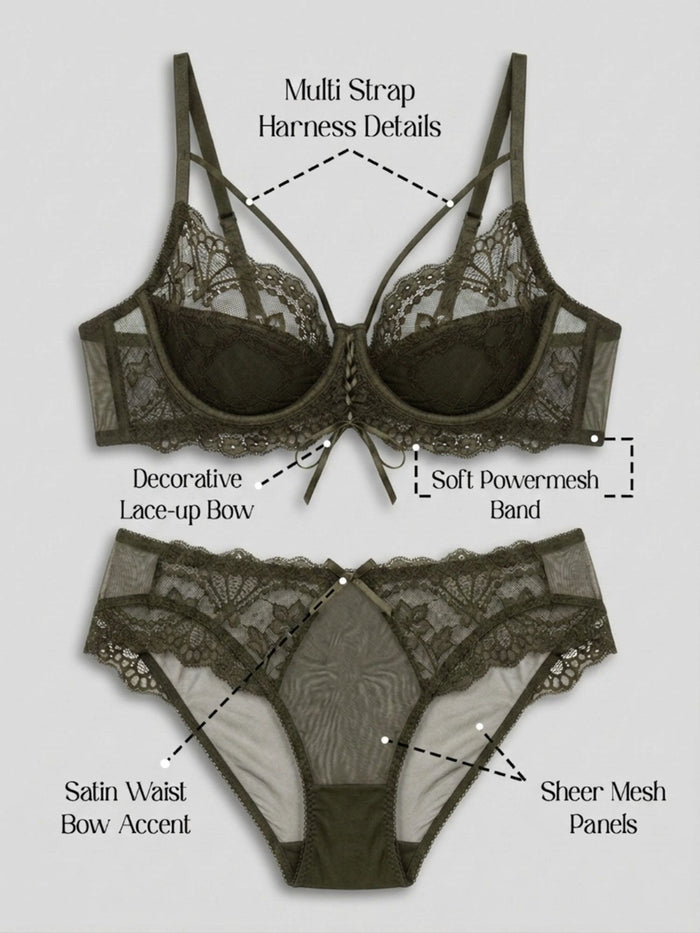 Non-Padded Underwired Lace Bra & Panty Set