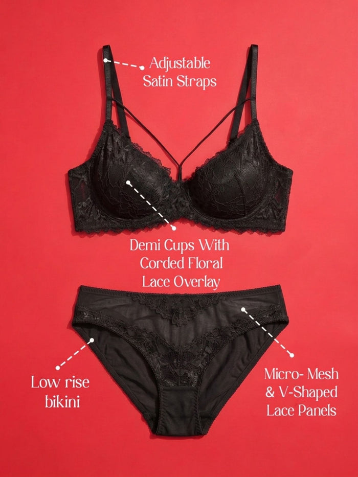 Non-Padded Underwired Lace Bra & Panty Set