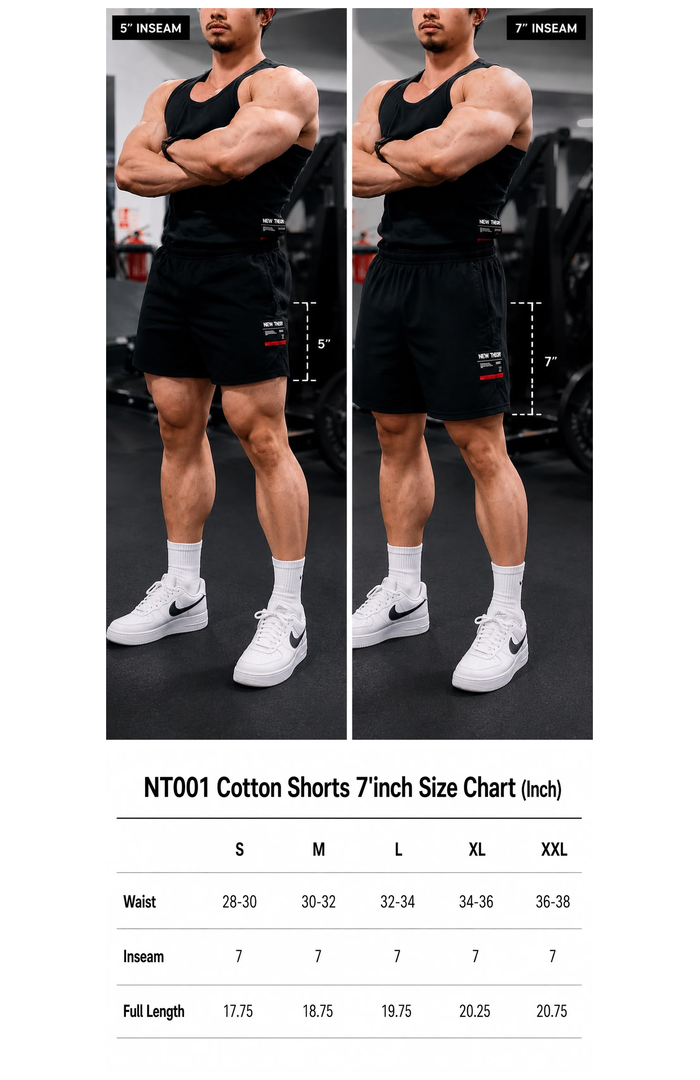 NT001 100% Cotton Shorts 7' inch 5pk