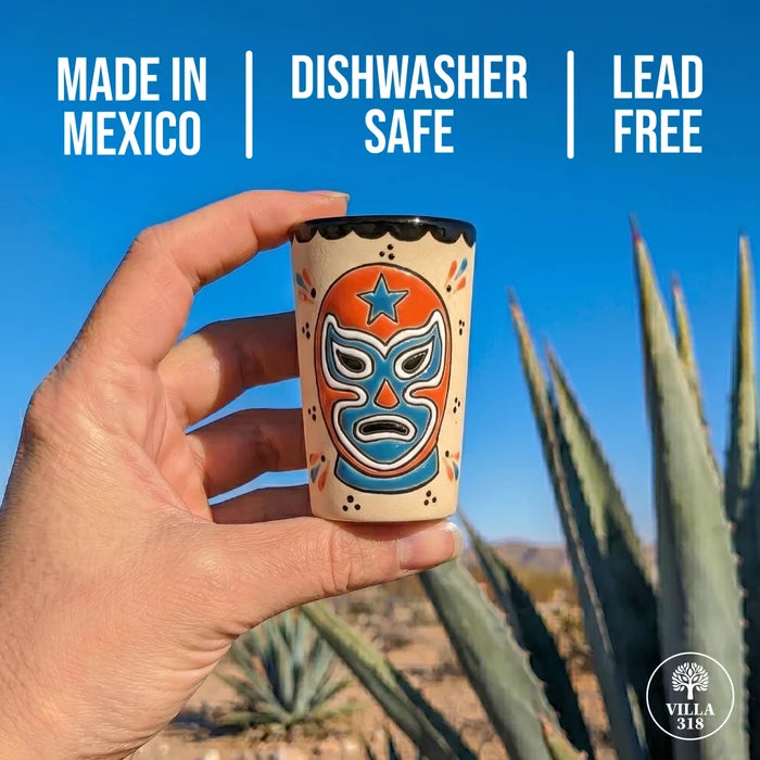 Orange Luchador Shot Glass