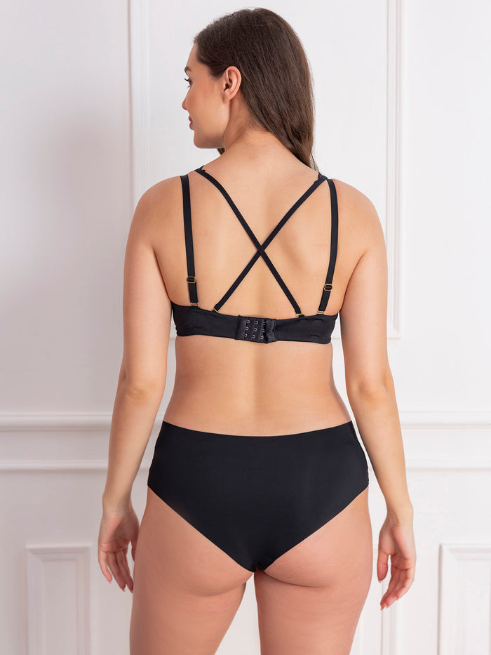 Padded Underwired Lace Panel T-Shirt Bra