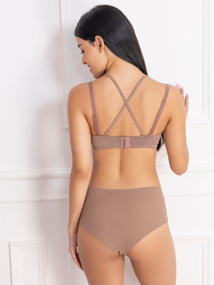 Padded Underwired Lace Panel T-Shirt Bra